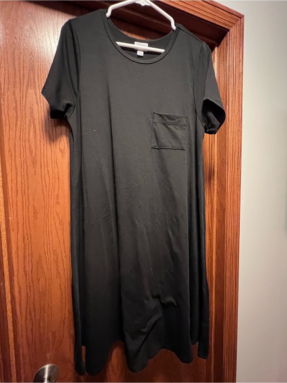 LuLaRoe Black Midi T-Shirt Dress with Pocket